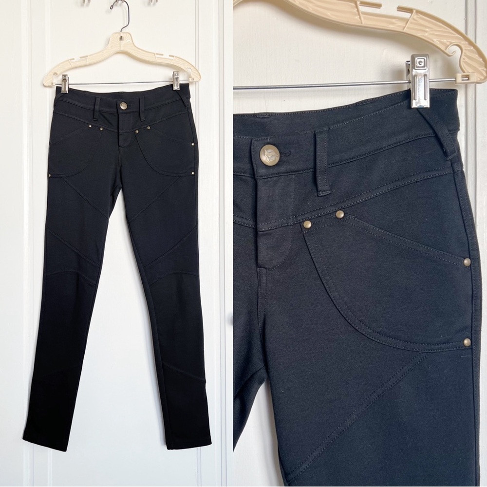 Free People • Moto Jeggings black skinny pants studded stretch ponte knit
